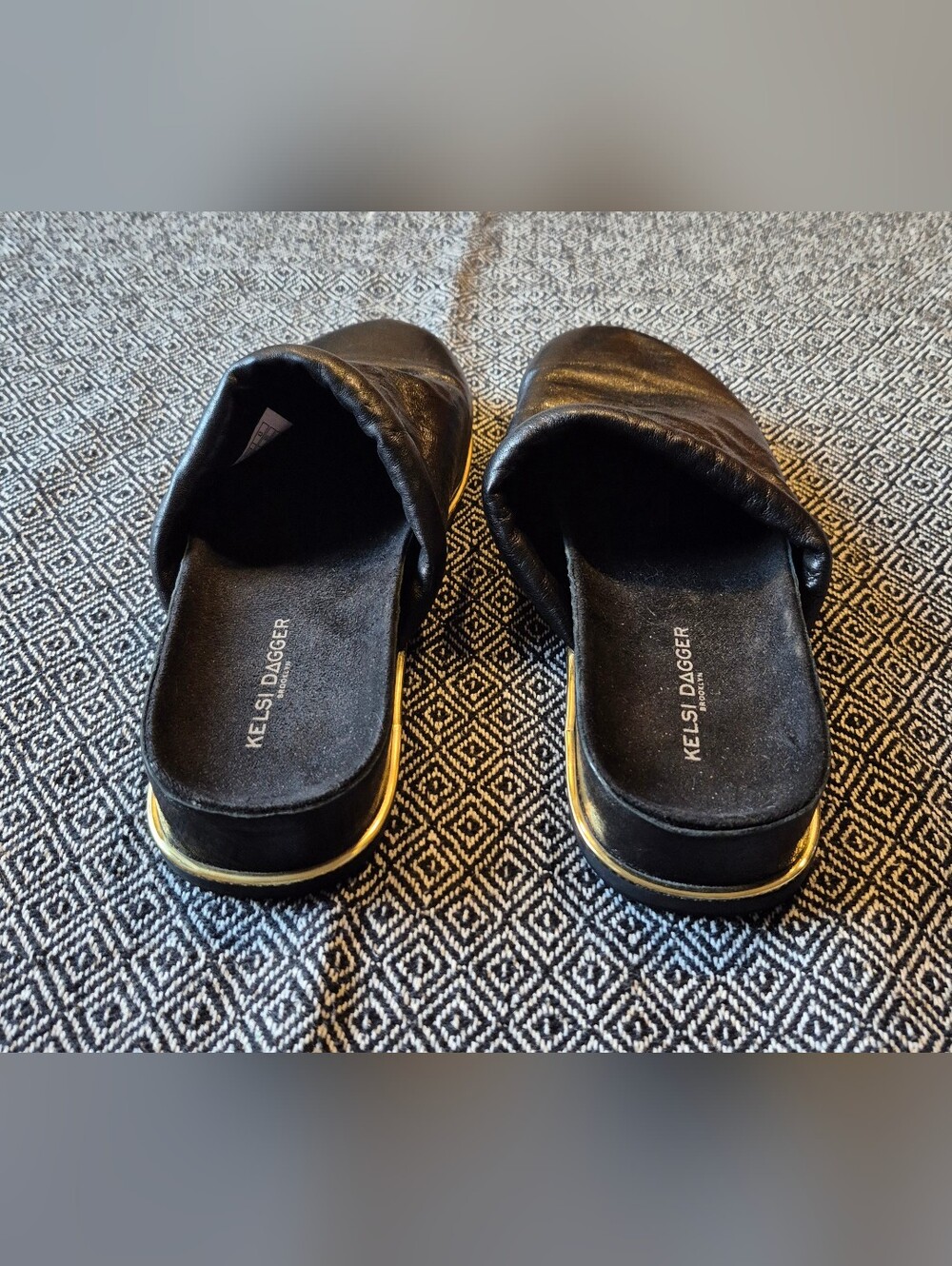Kelsi Dagger Black And Gold Mules Size 9 - Picture 4 of 10